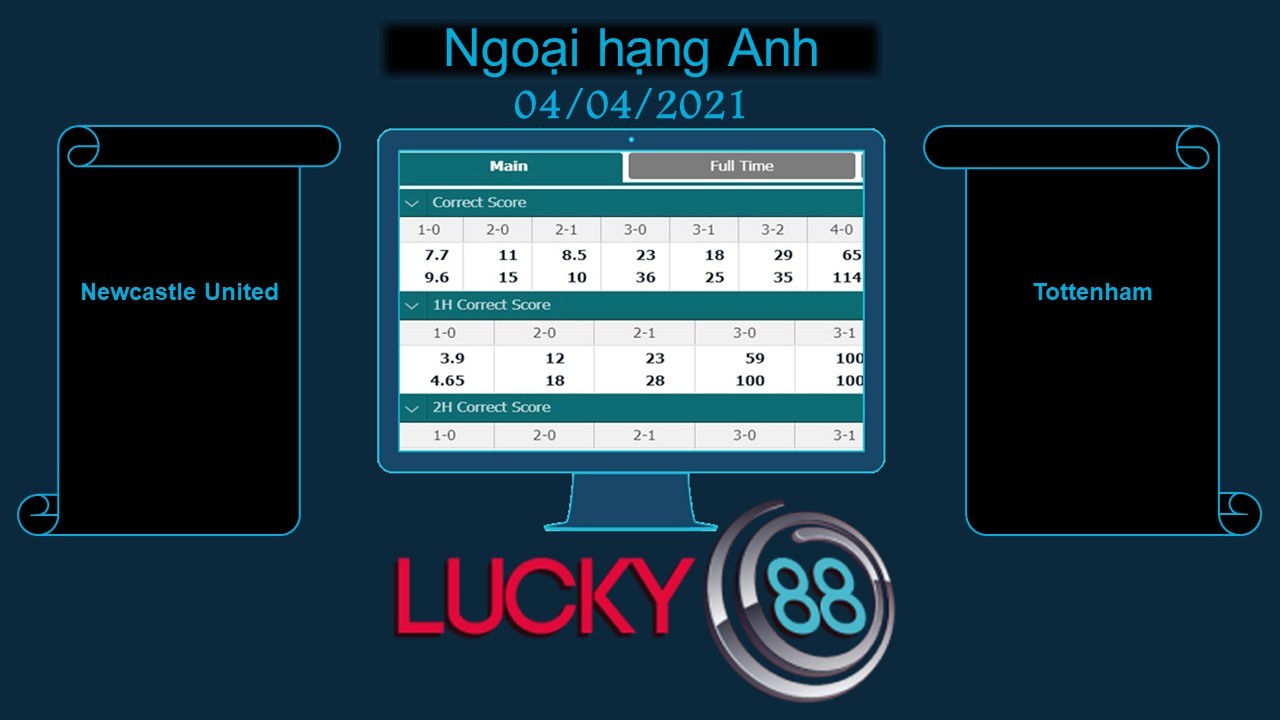 LUCKY88 Newcastle United vs Tottenham , Soi kèo bóng đá hôm nay 04/04/2021,  Ngoại hạng Anh