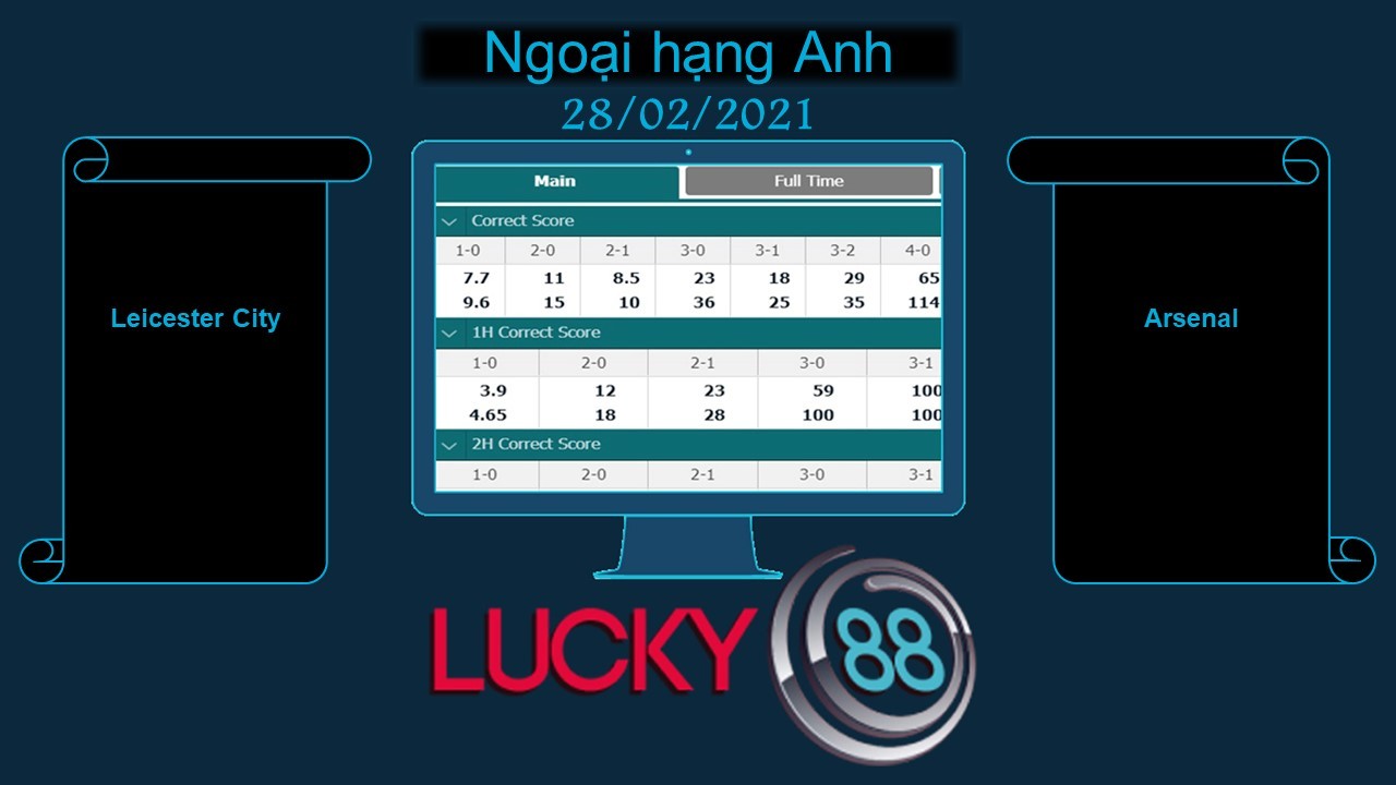 LUCKY88 Leicester City vs Arsenal , Soi kèo bóng đá hôm nay 28/02/2021, Ngoại hạng Anh