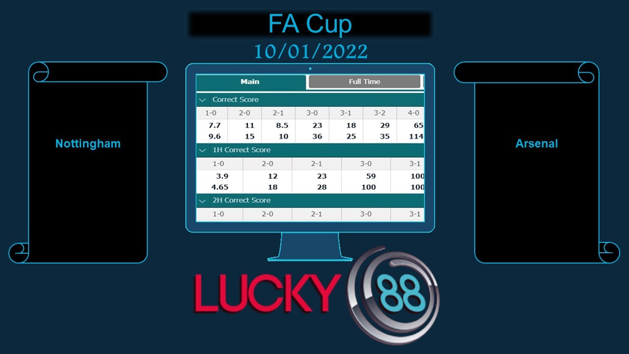 LUCKY88 Nottingham vs Arsenal  , Soi kèo bóng đá hôm nay 10/01/2022, FA Cup
