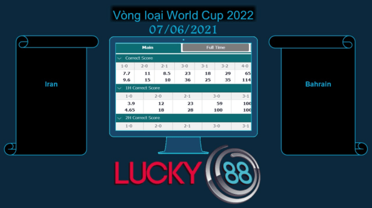 LUCKY88 Iran vs Bahrain , Soi kèo bóng đá hôm nay  07/06/2021, Vòng loại World Cup 2022