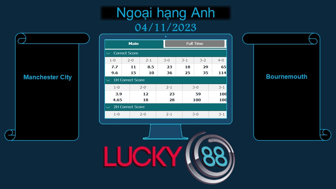 LUCKY88 Manchester City vs Bournemouth, Soi kèo bóng đá hôm nay 04/11/2023, Ngoại hạng Anh