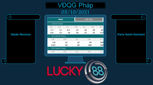 LUCKY88 Stade Rennais vs Paris Saint Germain , Soi kèo bóng đá hôm nay 03/10/2021, VĐQG Pháp