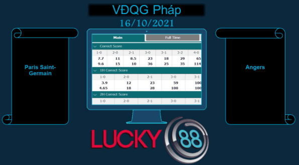 LUCKY88 Paris Saint-Germain vs Angers , Soi kèo bóng đá hôm nay 16/10/2021, VĐQG Pháp