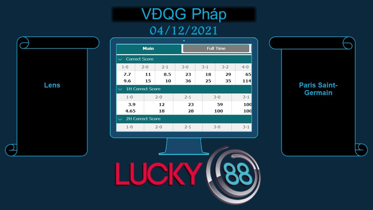 LUCKY88 Lens vs Paris Saint-Germain  , Soi kèo bóng đá hôm nay 05/12/2021, VĐQG Pháp