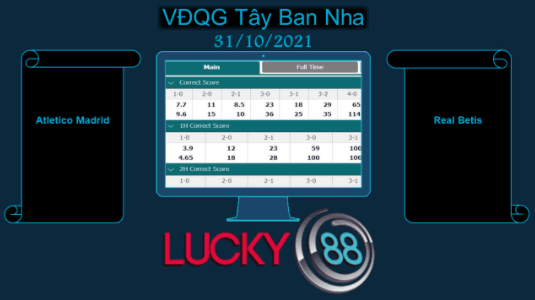 LUCKY88 Atletico Madrid vs Real Betis , Soi kèo bóng đá hôm nay 31/10/2021, VĐQG Tây Ban Nha