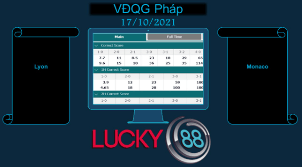 LUCKY88 Lyon vs Monaco , Soi kèo bóng đá hôm nay 17/10/2021, VĐQG Pháp