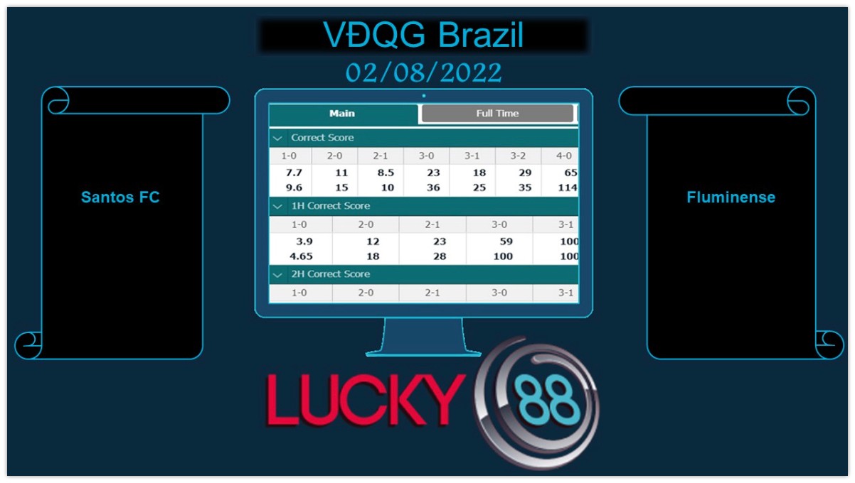 LUCKY88 Santos FC vs Fluminense , Soi kèo bóng đá hôm nay 02/08/2022, VĐQG Brazil