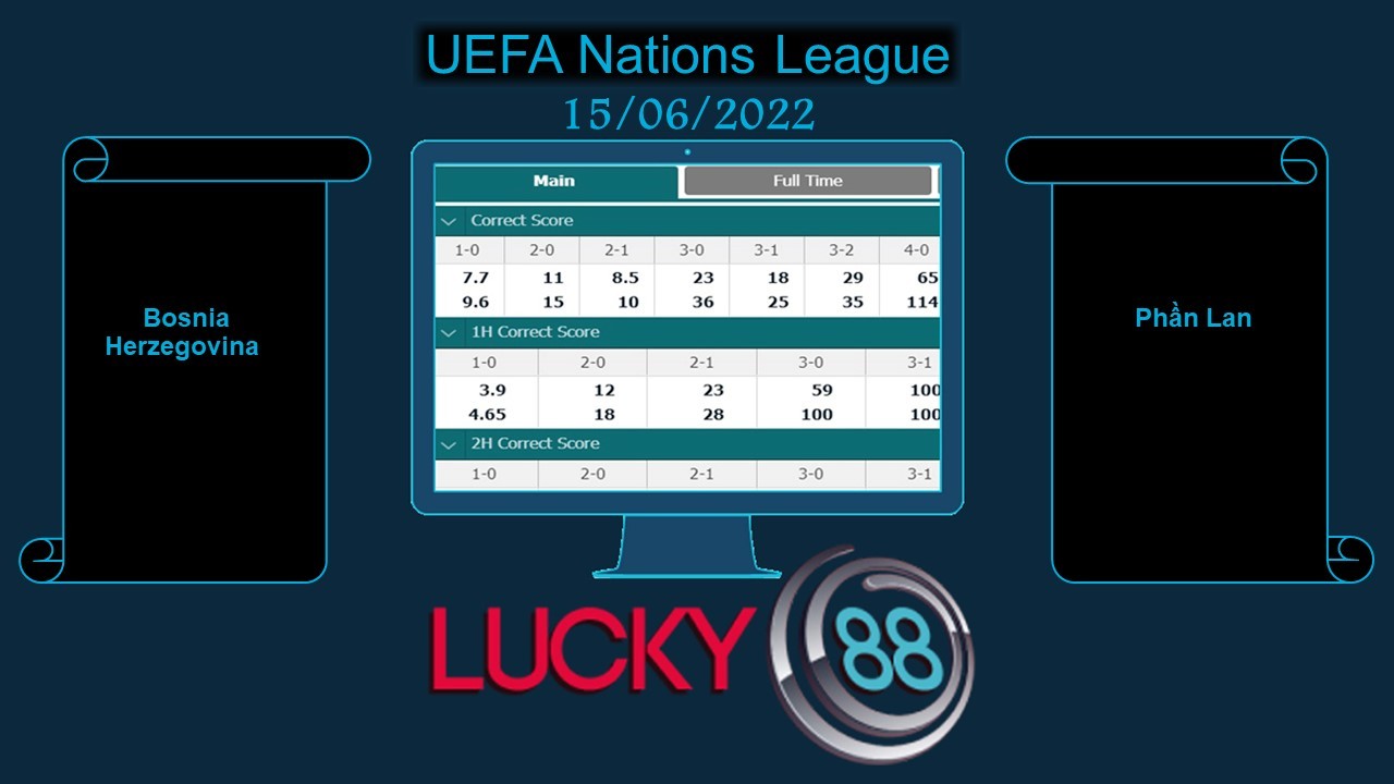 LUCKY88 Bosnia Herzegovina vs Phần Lan , Soi kèo bóng đá hôm nay 15/06/2022, UEFA Nations League