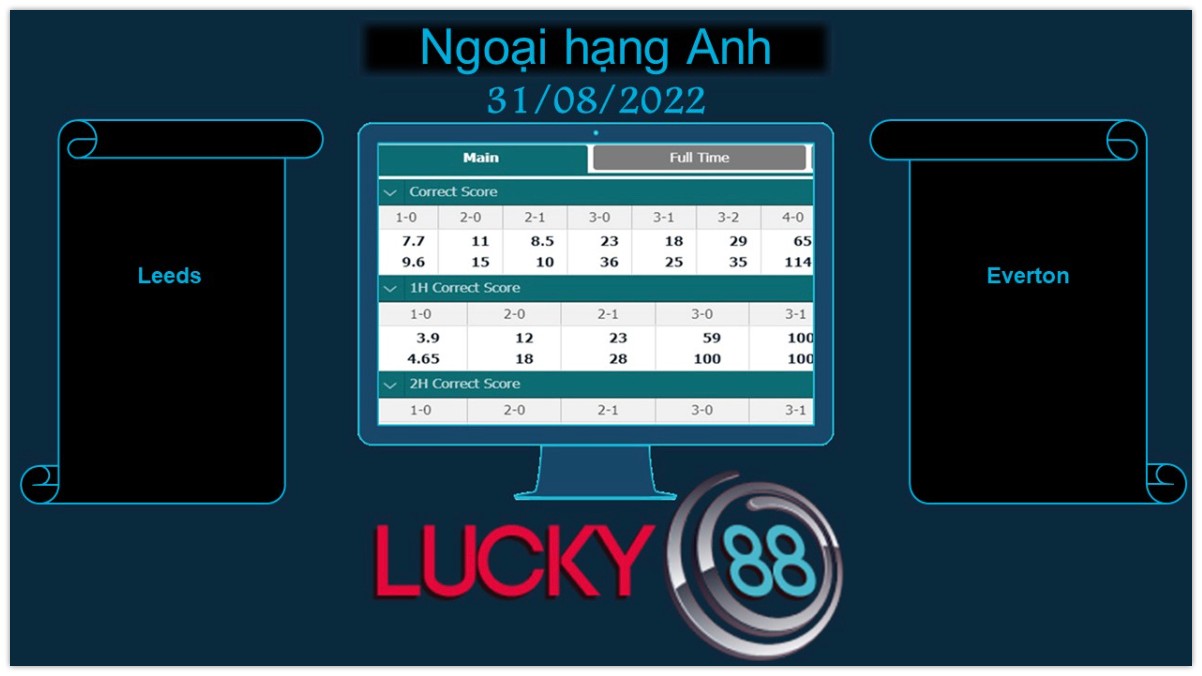 LUCKY88 Leeds vs Everton , Soi kèo bóng đá hôm nay 31/08/2022, Ngoại hạng Anh