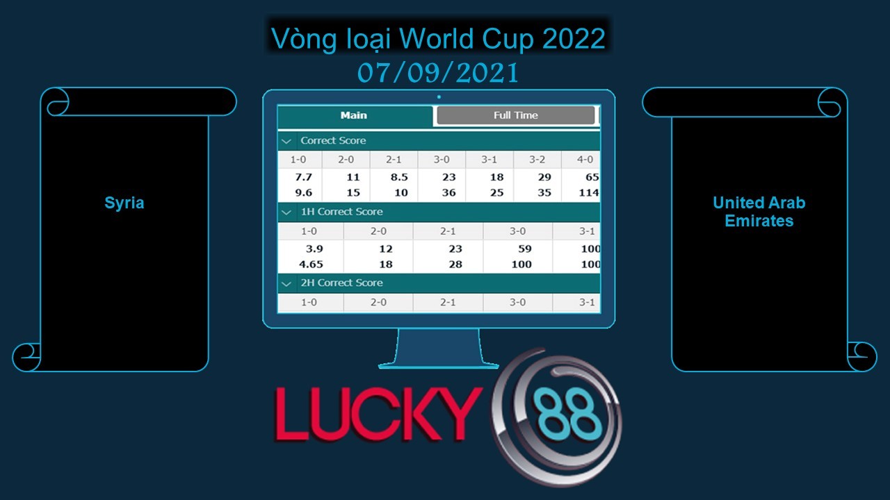 LUCKY88 Syria vs United Arab Emirates , Soi kèo bóng đá hôm nay 07/09/2021, Vòng loại World Cup 2022