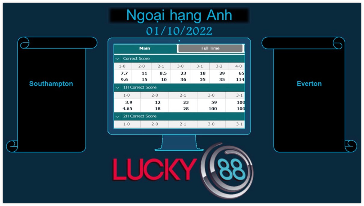 LUCKY88 Southampton vs Everton, Soi kèo bóng đá hôm nay 01/10/2022,  Ngoại hạng Anh