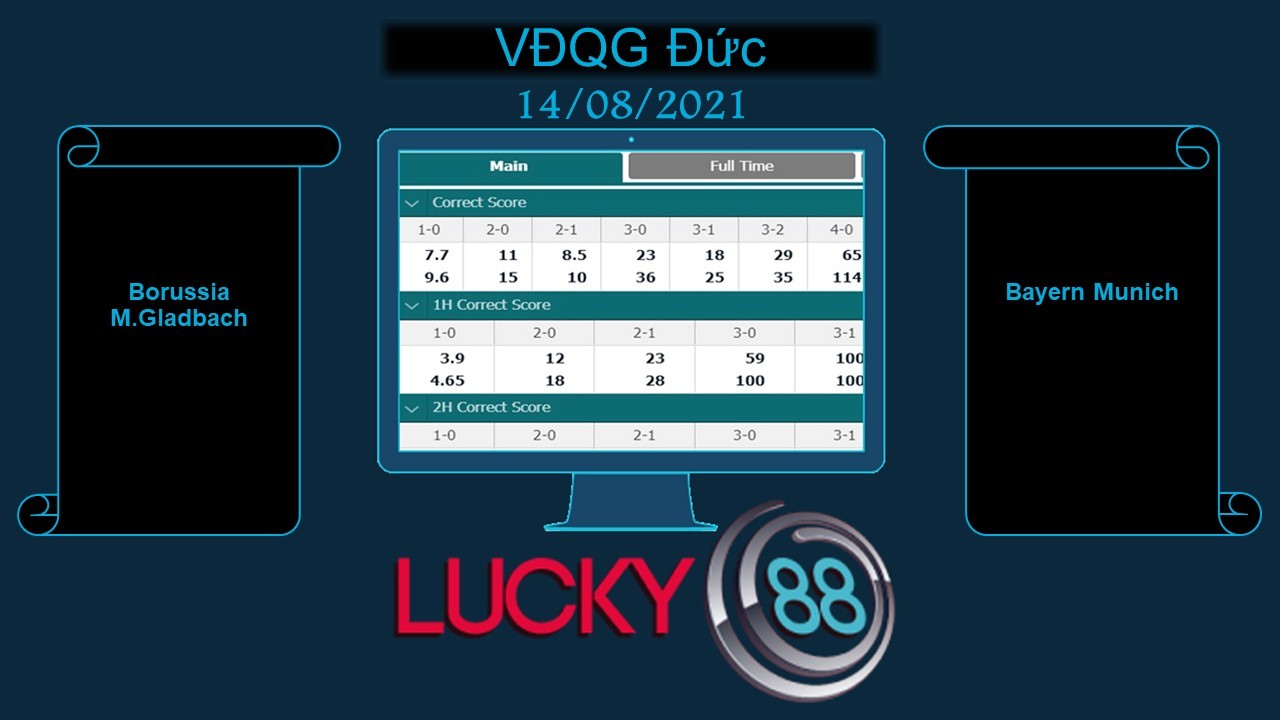 LUCKY88 Borussia M.Gladbach vs Bayern Munich , Soi kèo bóng đá hôm nay 14/08/2021, VĐQG Đức