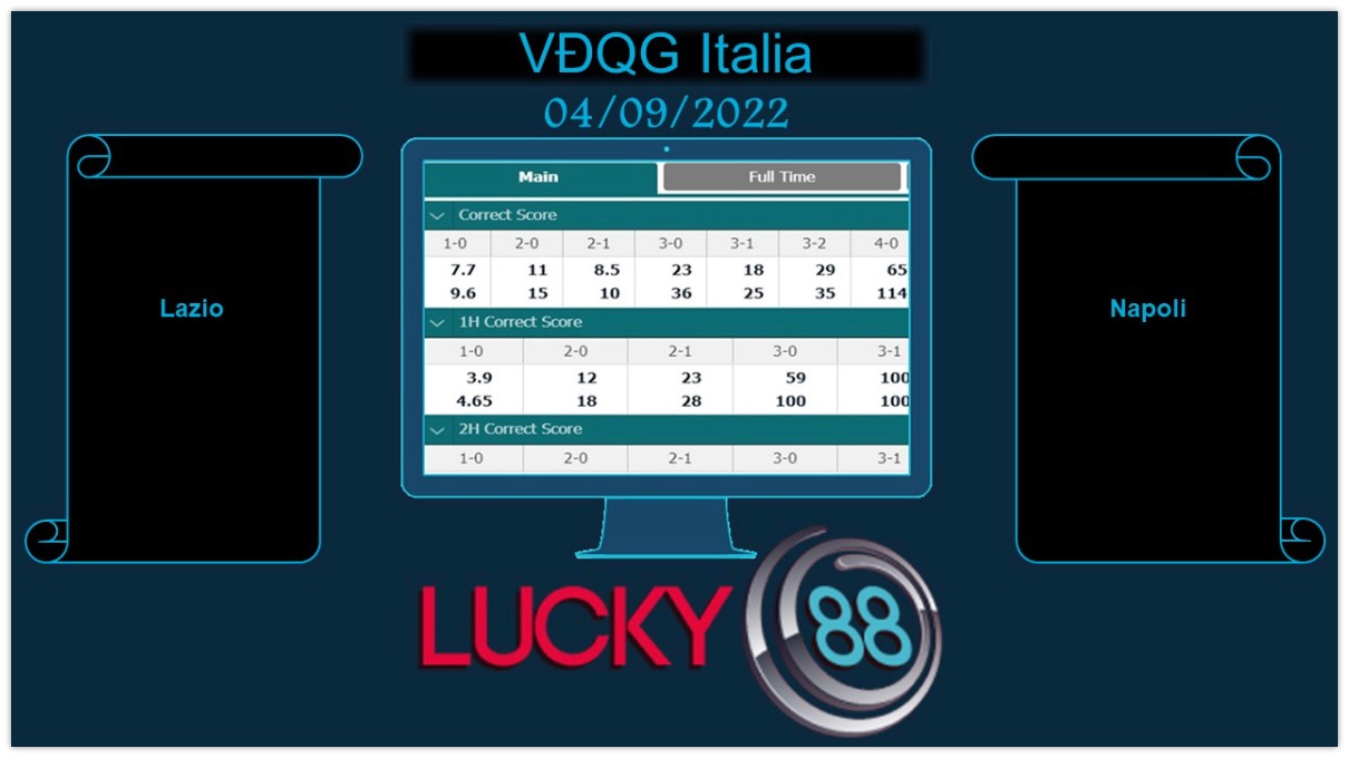 LUCKY88 Lazio vs Napoli , Soi kèo bóng đá hôm nay 04/09/2022, VĐQG Italia
