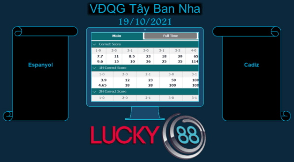 LUCKY88 Espanyol vs Cadiz , Soi kèo bóng đá hôm nay 19/10/2021,  VĐQG Tây Ban Nha
