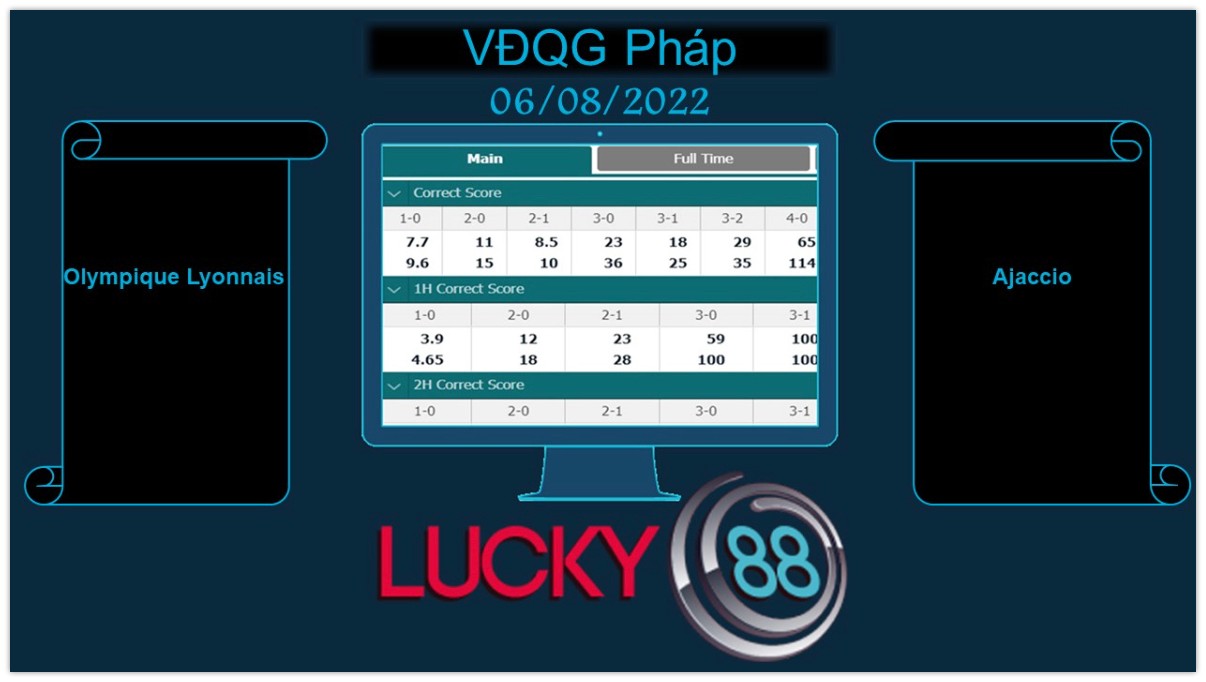 LUCKY88 Olympique Lyonnais vs Ajaccio , Soi kèo bóng đá hôm nay 06/08/2022, VĐQG Pháp