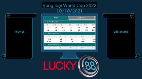 LUCKY88 Thụy Sĩ vs Bắc Ireland , Soi kèo bóng đá hôm nay 10/10/2021,  Vòng loại World Cup 2022